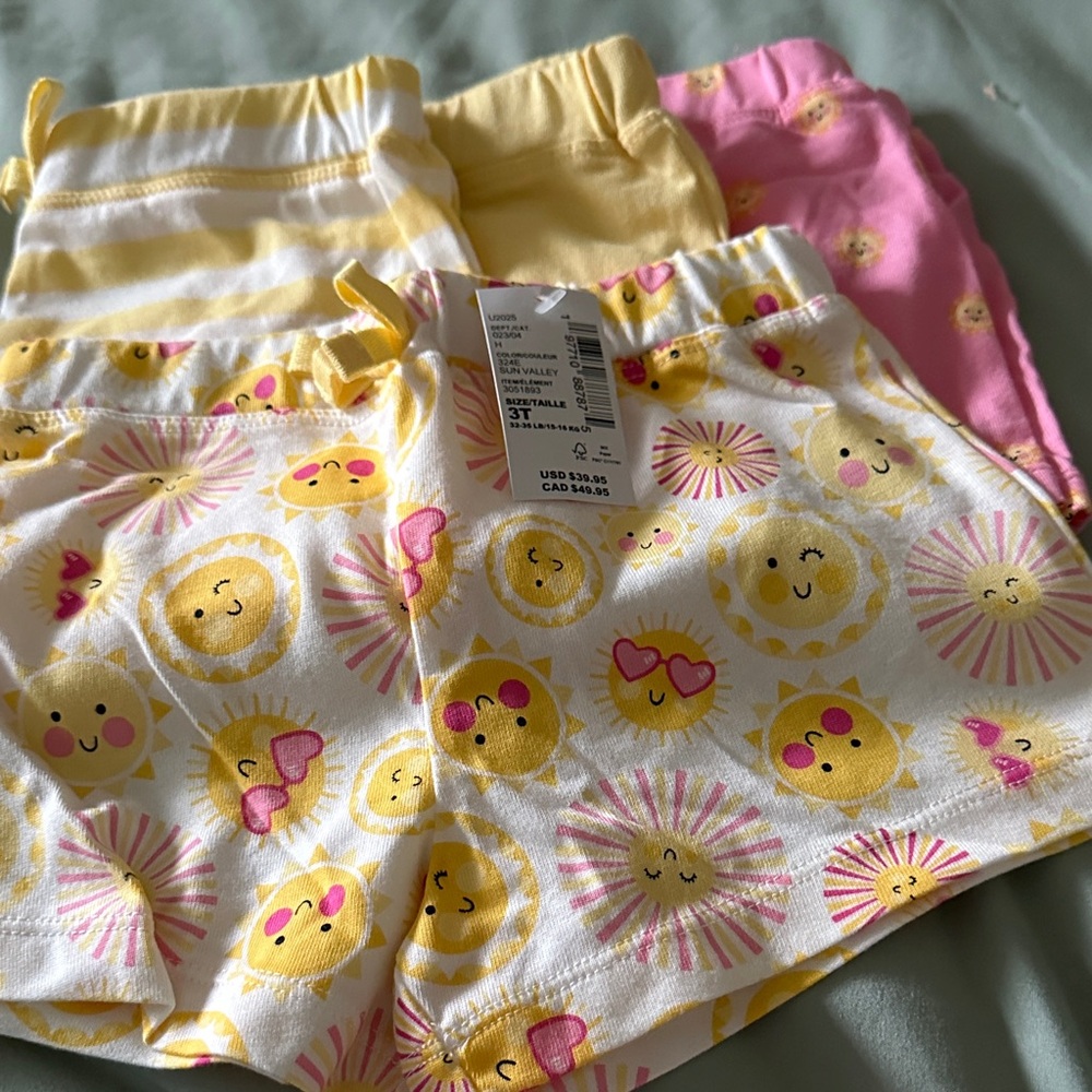 The Children's Place Sun and Stripes Shorts - Yellow, Pink, White
